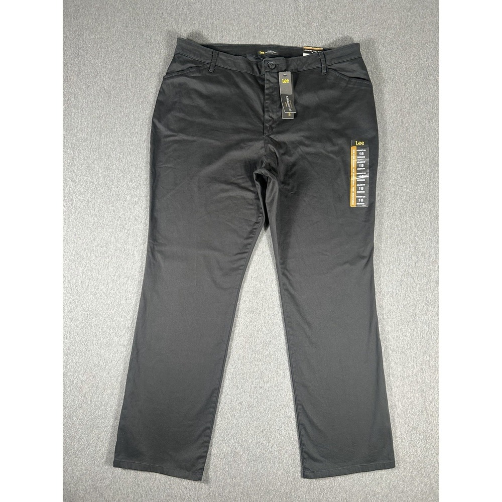 Lee Relaxed Fit Straight Leg Mid Rise Pants Black Size 18 Medium